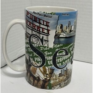 Americaware Ceramic Seattle Mug Pike Place Market Space, Needle, Souvenir